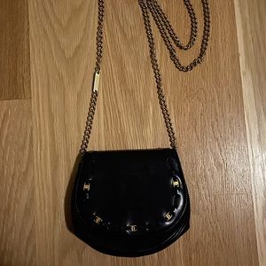 Vintage Ferragamo black bag with gold chain